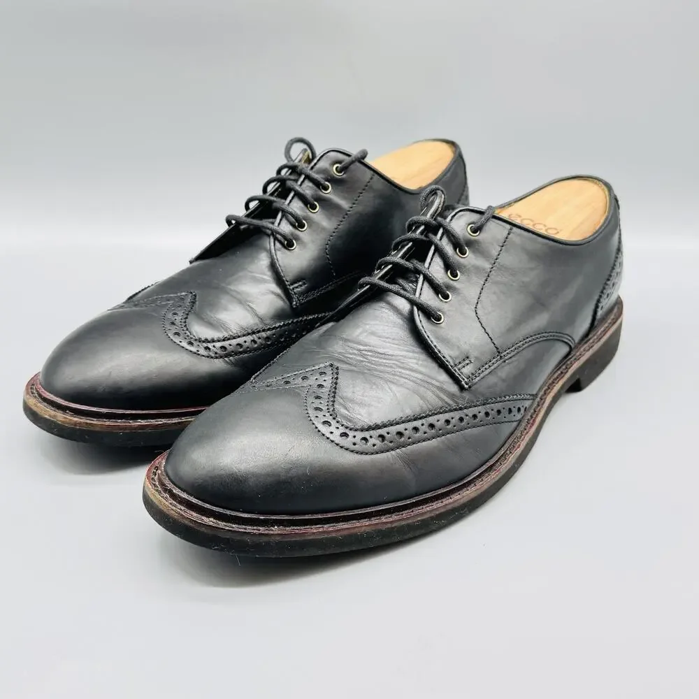 Cole Haan Shoes Mens 11 Black Leather Wingtip Brogue Oxford Dress Derby Lace Up